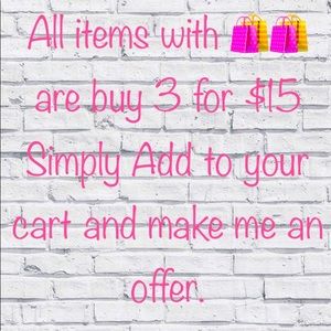 Items with 🛍🛍 3 for $15.